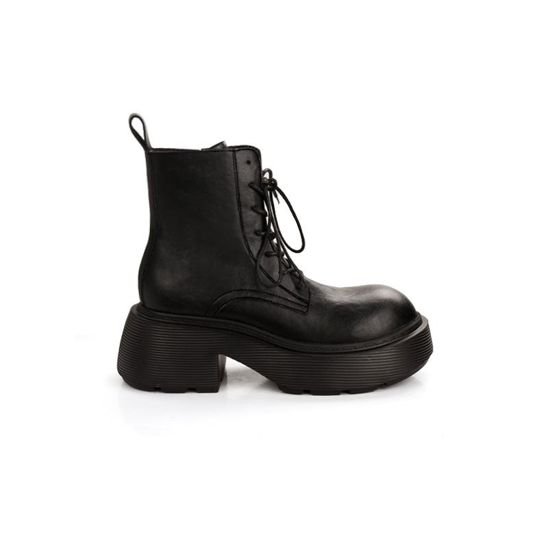 

Grape women s same retro locomotive short boots buckle with round head thick sole heightening medium tube short boots are versatile for girls in au 40