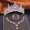 Gorgeous Water Drop Tiaras Bridal Crown with Necklace Earring Sets Wedding Bride Jewelry Set for Women Party Birthday Gifts
