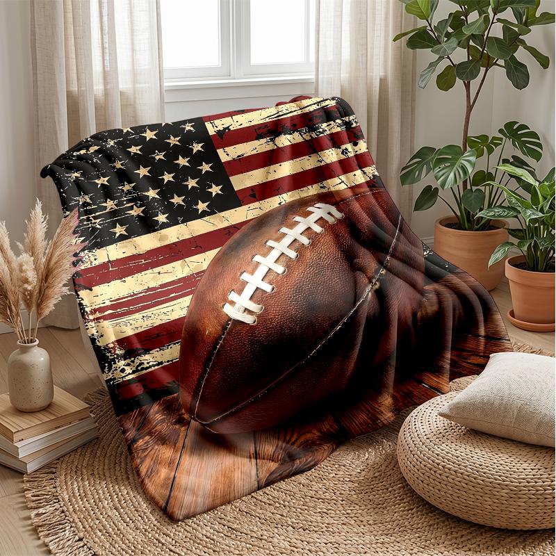 

American Football in Stadium blanket Personalized Name Flannel Blanket Soft Cozy Plush Throw for Sofa Bed Lightweight Home Decor 75x90cm