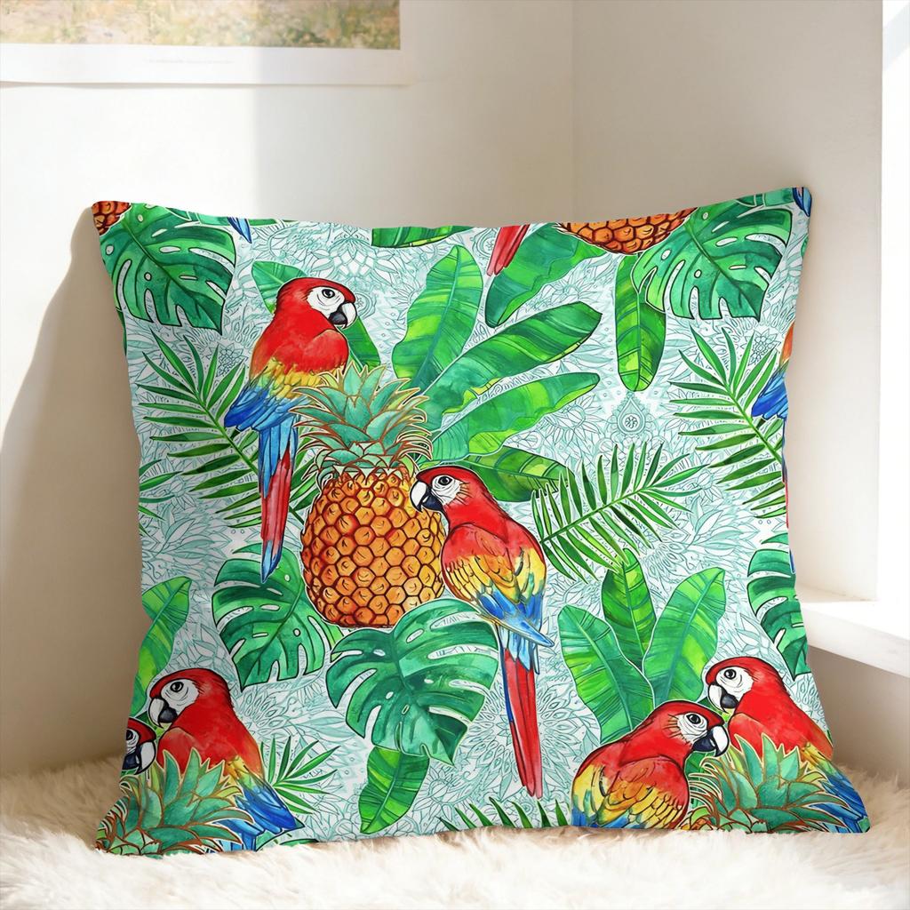 Tropical Parrot Palm Pillow Cover Square Cushion Cover Fashion Pillow Case For Living Room Bed Chair