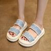 Popular thick-bottomed cool slippers, cool slippers for women to wear 2025 summer new fashionable non-slip one-word slippers