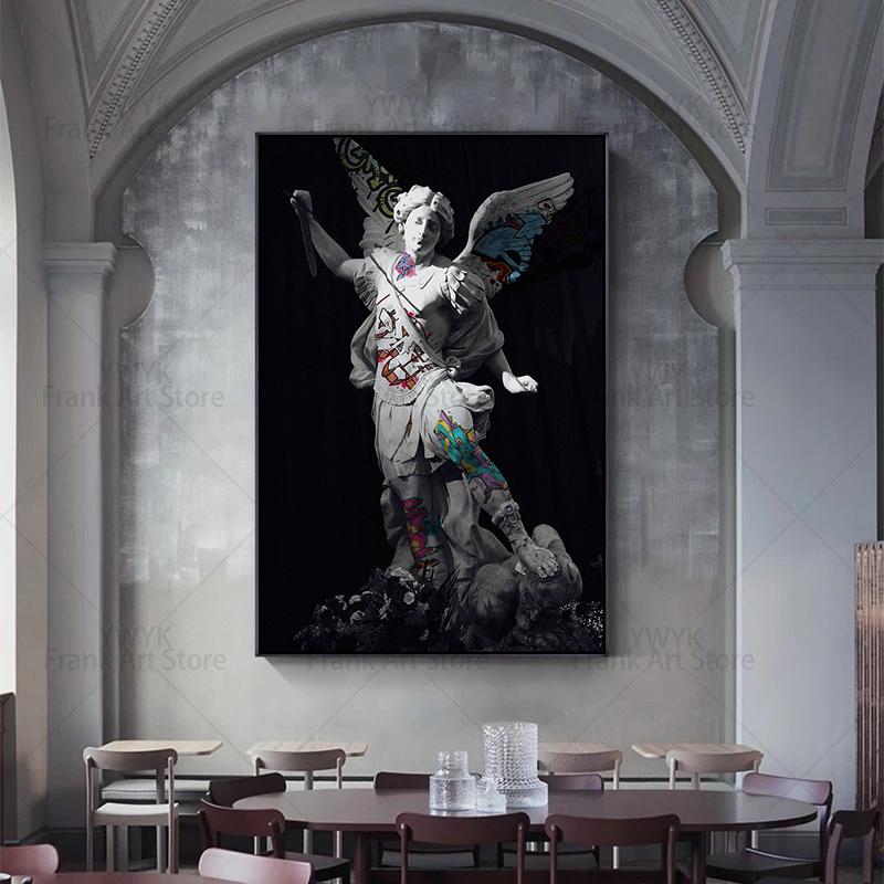 Graffiti Art Michelangelo Renesance Davidova socha Plátno Obrazy Plakáty a Tisky Nástěnné Umění Obrázky pro Domácí Dekoraci Bez Rámu