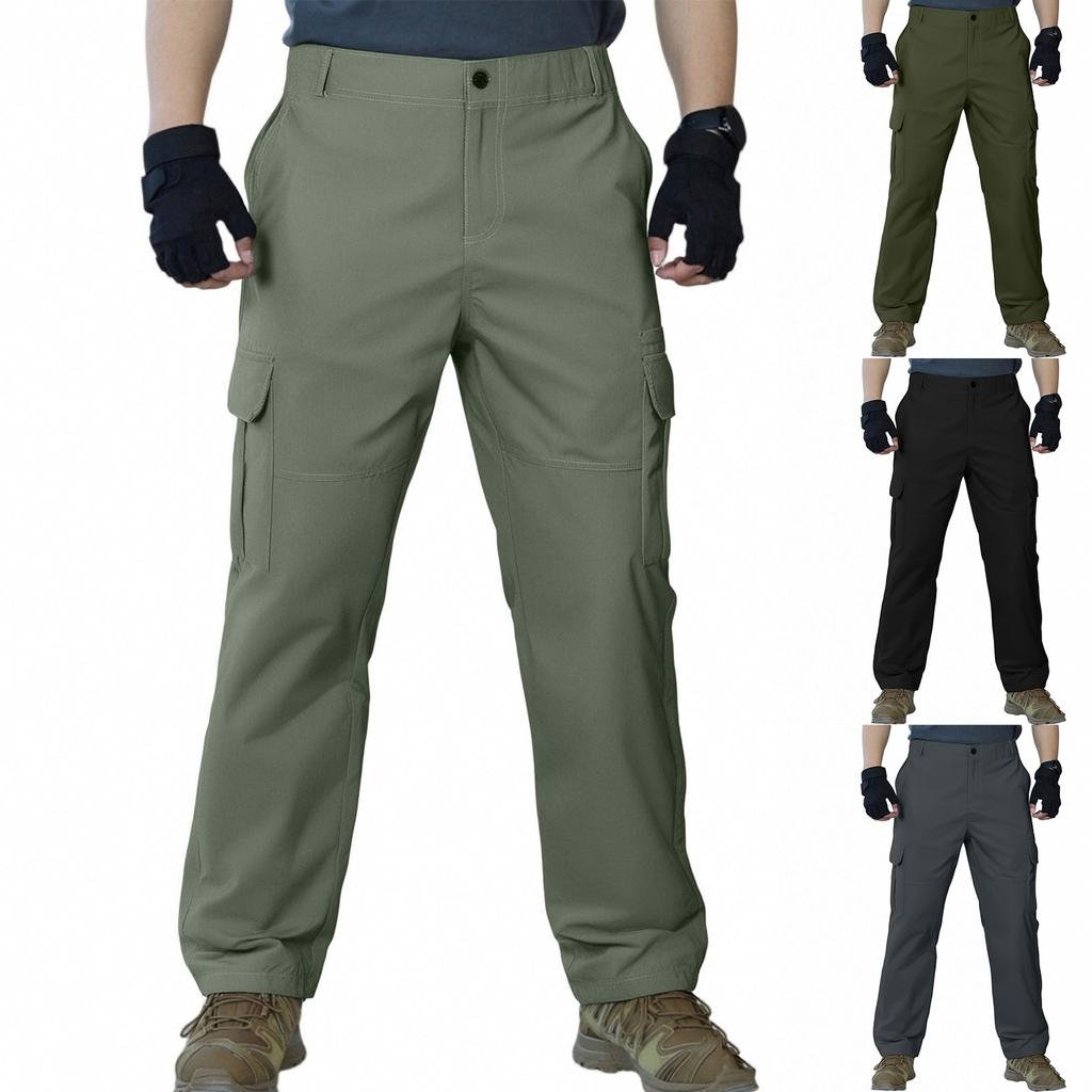 Men's Oxford Fabric Multi-pocket Color Loose Work Pants Long Pants