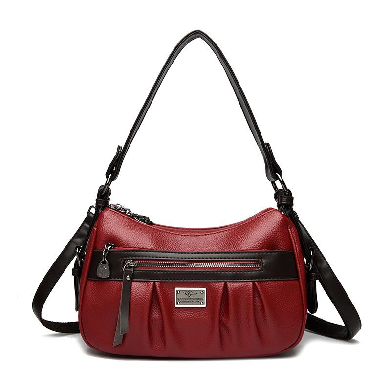 A Contrasting Color Crossbody Bag for Women with Multiple Compartments and A Large Capacity Single-shoulder Bag