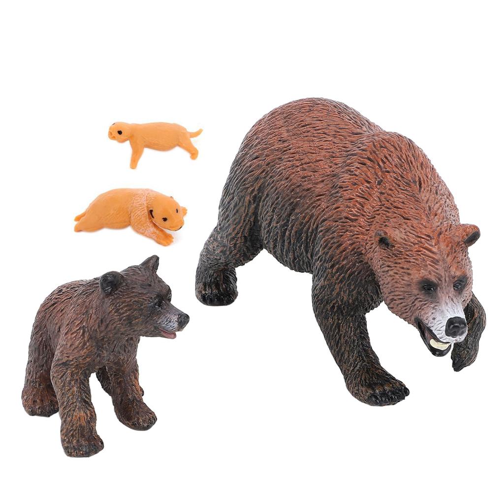 4Pcs Brown Bear Model Set PVC Lifelike Bear Figure Animal Life Cycle Model Set for Education