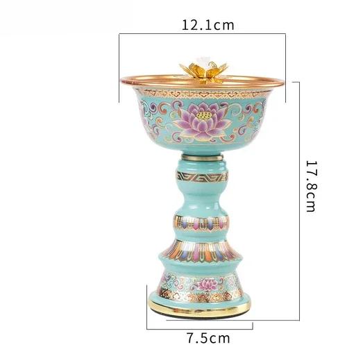 12.1x17.8cm Retro Nostalgic Zinc Alloy Butter Lamp for Home Offerings, Changming Lamp for Buddha Lamp Feng Shui  Buddhism