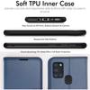 Étui portefeuille en cuir pour Galaxy A21s - Bleu marine, Coque à rabat avec 3 emplacements pour cartes + poche à billets, Support et dragonne, Fermeture magnétique