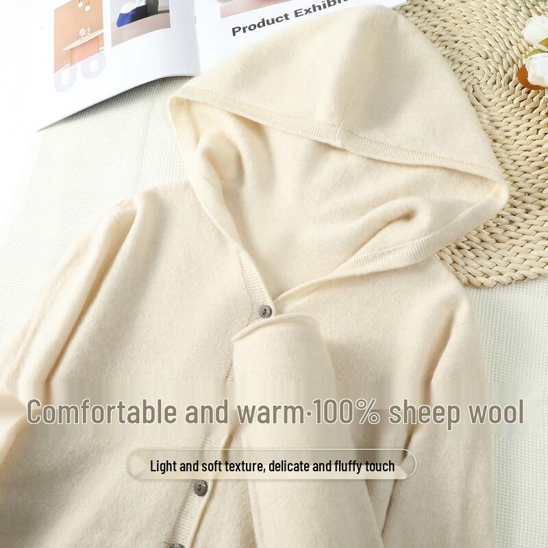 Snowflying Women s 100% Wool Hooded Cardigan Jacket M