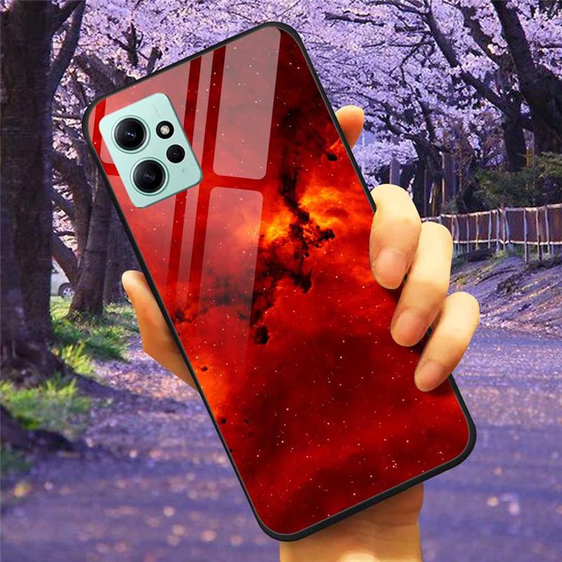 For Xiaomi Redmi Note 12 4G 2023 Case Tempered Glass Starry Marble Hard Back Protective Cover for Redmi NOTE 12 Note12 4G Global