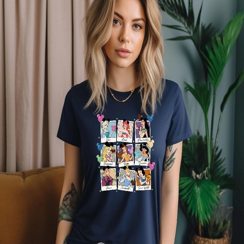 

202526 Summer Tshirt Family 100 Cotton Printed Tshirt Loose Breathable Casual Short Sleeve Tshirt Princess Tshirt S