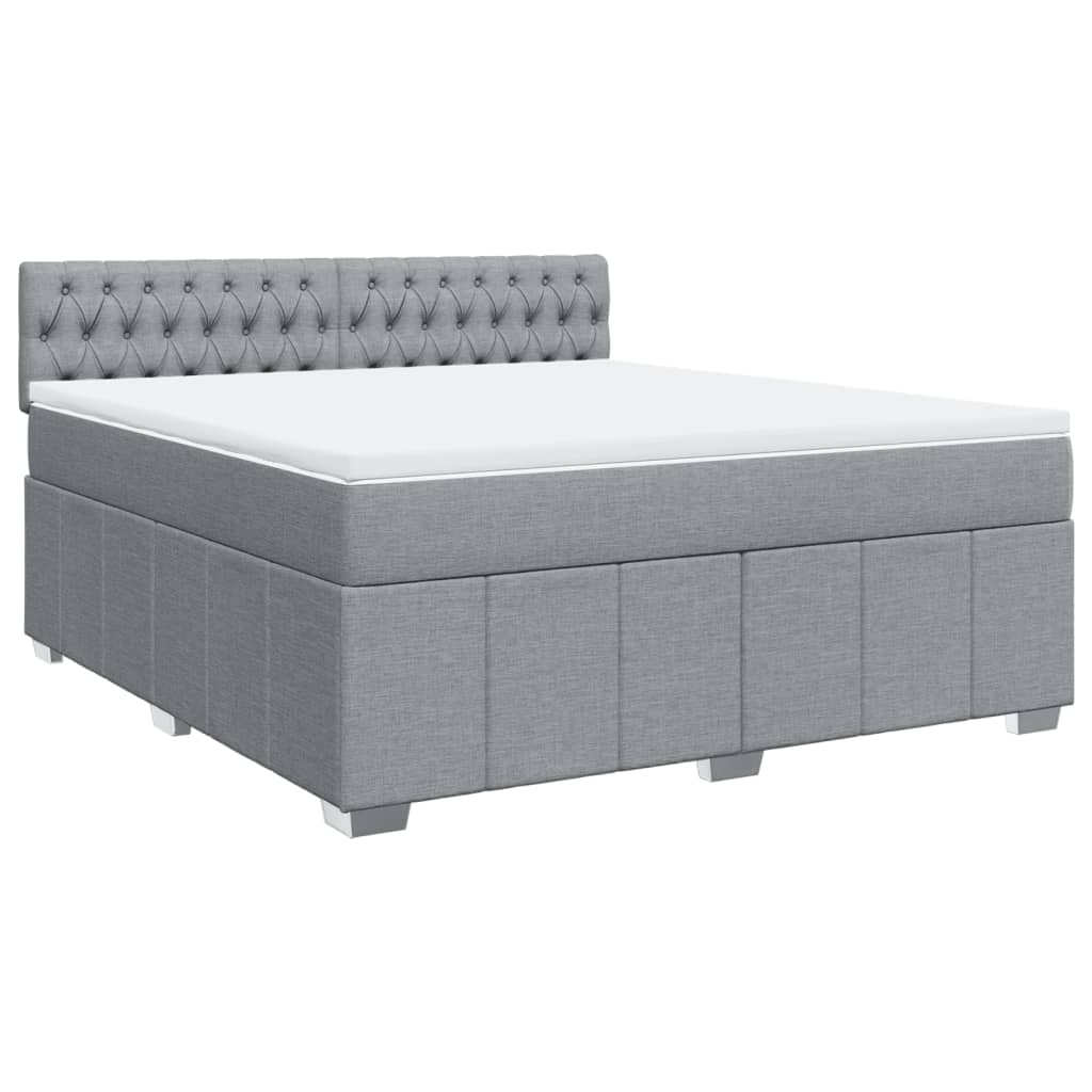 Vidaxl Letto Continentale Con Materasso, Grigio Chiaro, Tessuto, 180X200Cm