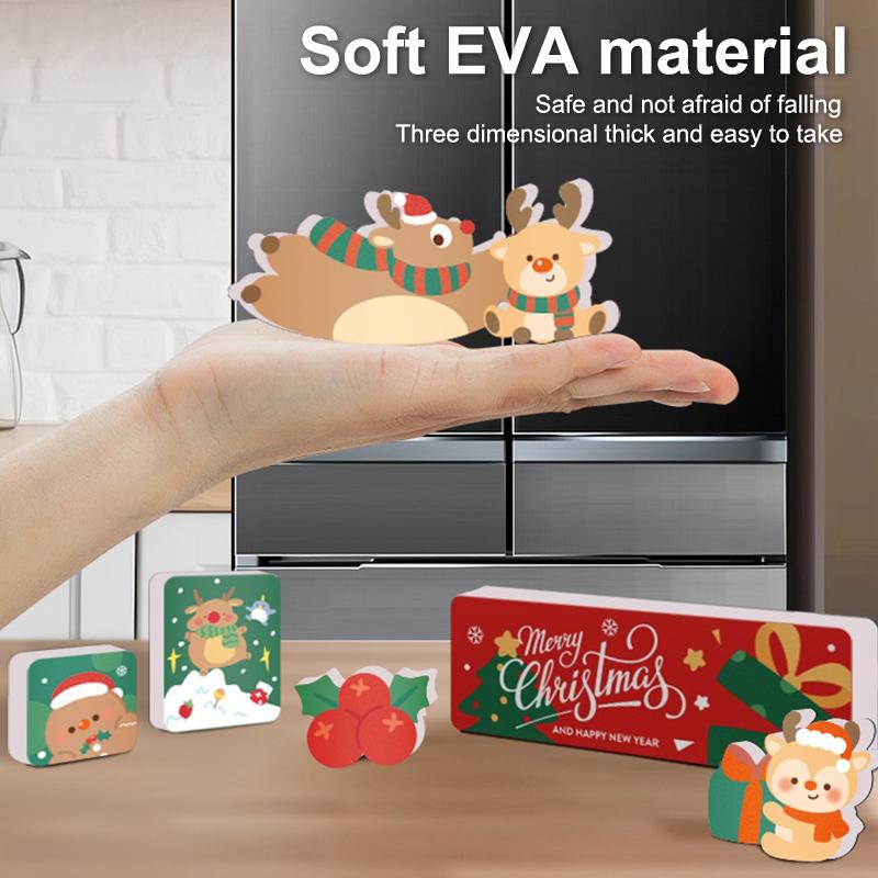 1Set Mixed Christmas Fridge Magnet Diy Decoration Santa Claus Snowman Christmas Tree Fridge Magnets Kitchen Accessories Gift