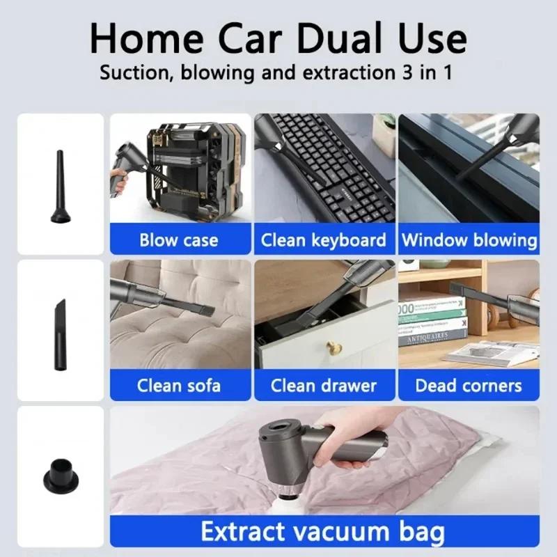 120000Pa 5 In1 Wireless Automobile Vacuum Cleaner Portable Robot Vacuum Cleaner Handheld Mini For Car Home Office