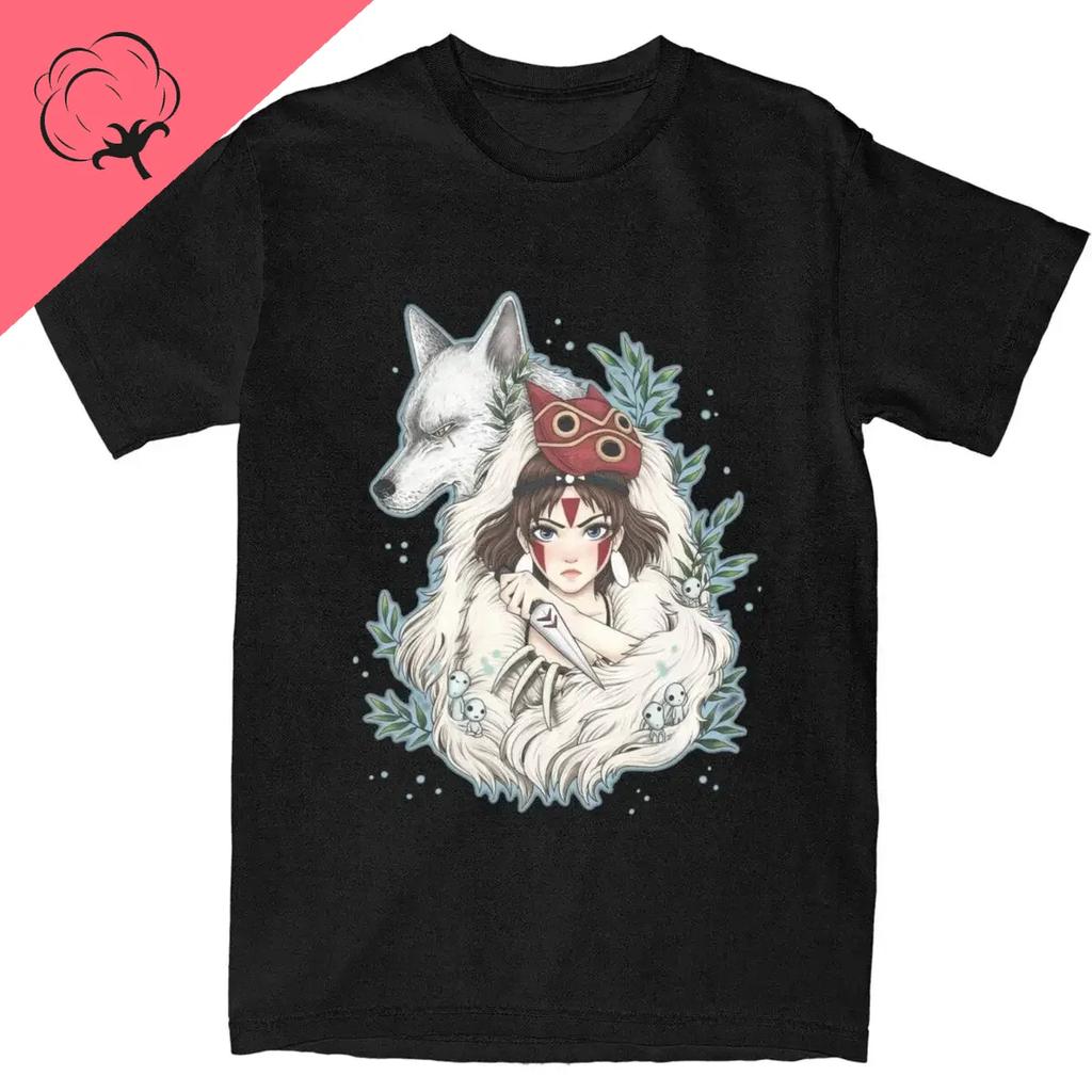 Grafische Neuheit Prinzessin Mononokes Hime T-Shirts für Herren Damen Reine Baumwolle Kodama Baum Waldgeist T-Shirts Shirt