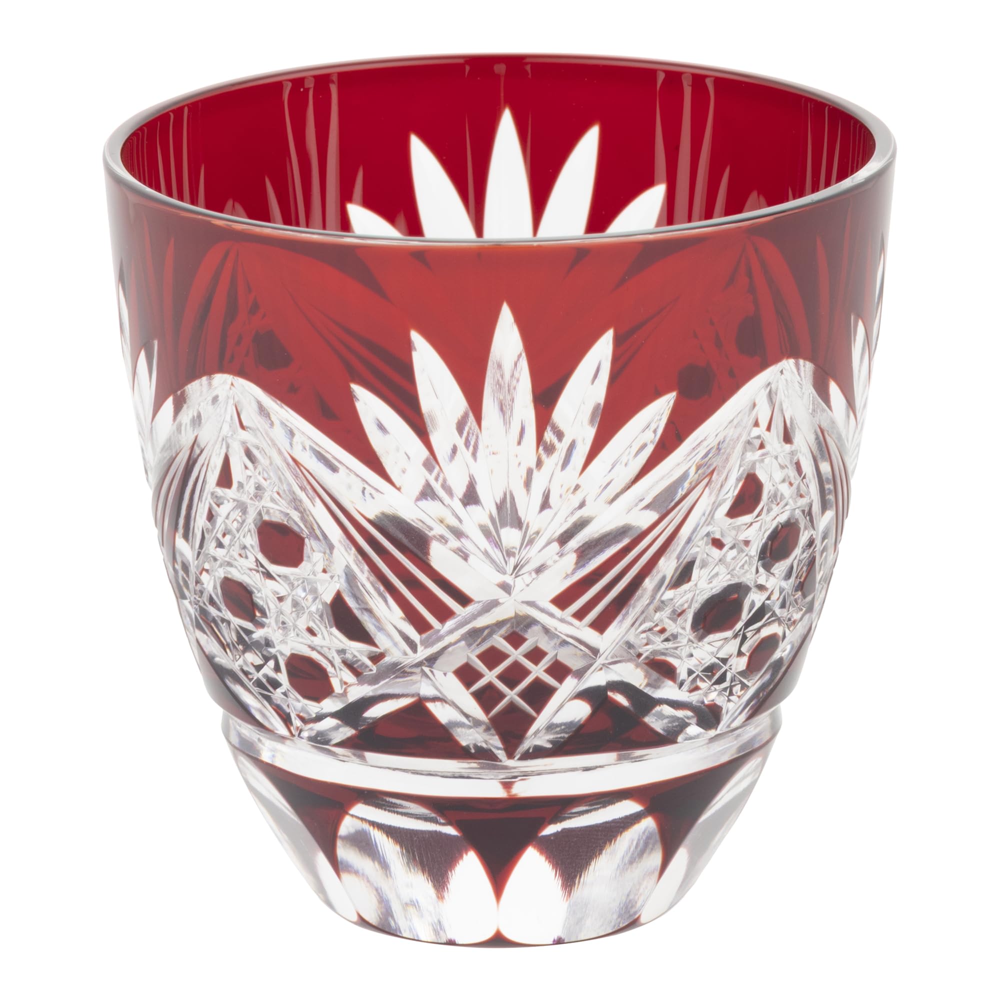 Tajima Glass Sake Sake 6cm Diameter x 6cm 75ml Octagonal Basketweave and Chrysanthemum Copper Made in [Authentic Product]  Edo Kiriko  Cup, Glass,