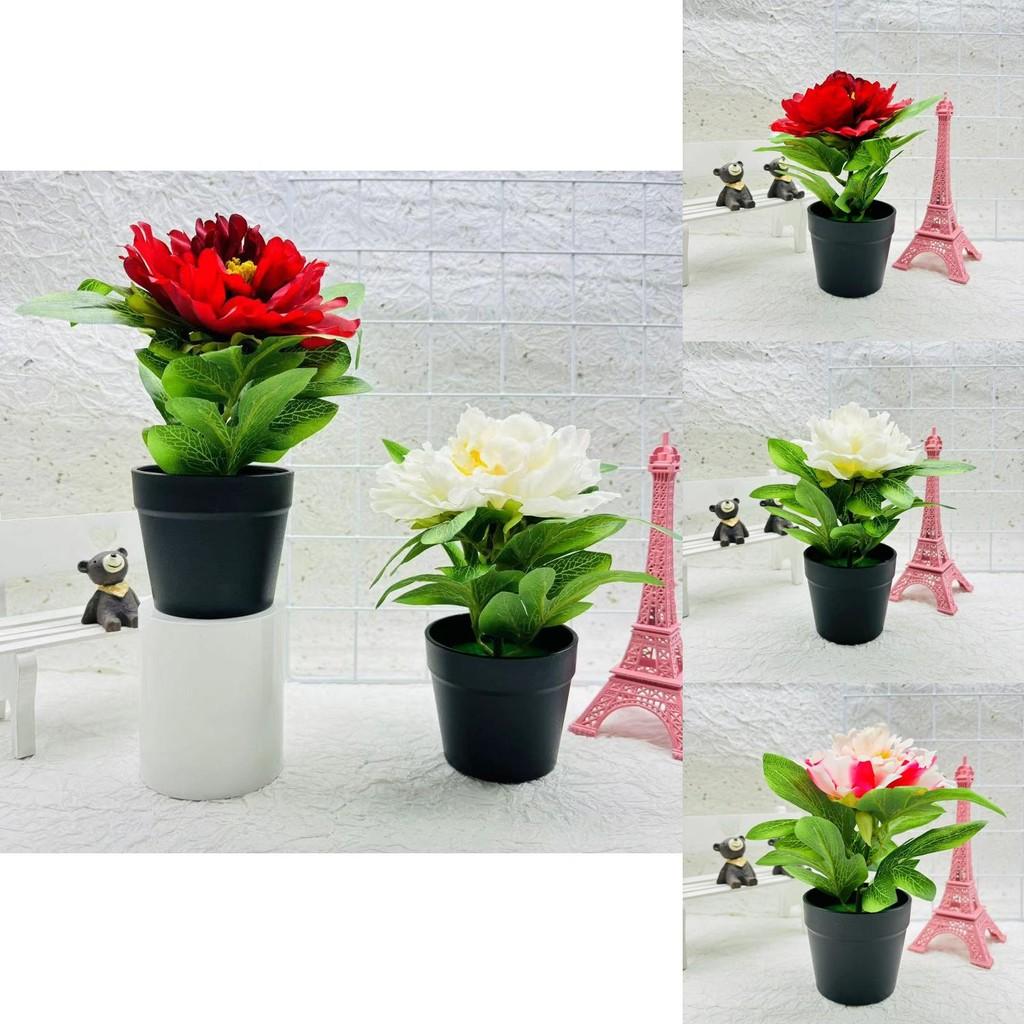Artificial Peony Flower Pot With Plastic And Silk Material For Home Decor And Living Room Display