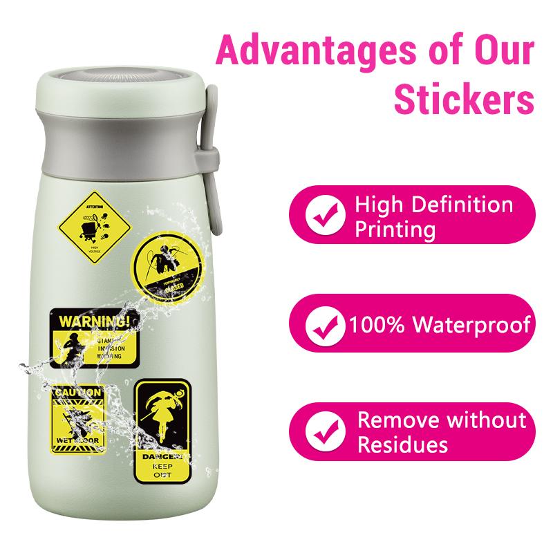 50PCS Cartoon Anime Warning Graffiti Stickers Anime Character Sticker Warning Slogan Warning Sign Decorative Decals for Guitar