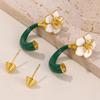 Elegant 3D Camellia Studs Earrings Portable Accessory for Women Stylish Gold Tone with Stainless Steel Materials