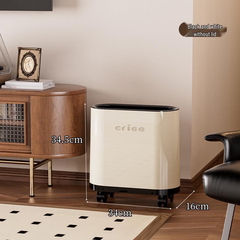 Red Oval Press-Type Trash Can with Lid for Bathroom and Living Room