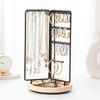 Premium-Jewelry Organizer Stand Rotating Jewelry Display With Metal Frame, With Bottom Tray, Jewelry Tower Organizer