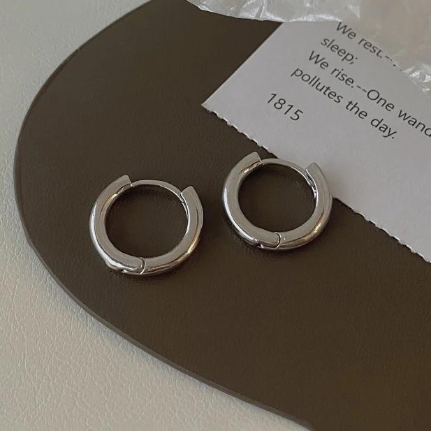 

Real Sterling Silver 18K Gold Minimalist Round Hoop Earrings for Women Classic Fine Light Luxury Accessories