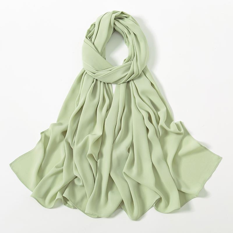 Women Heavy Chiffon Hijab Scarf Premium Chiffon Muslim Hijabs Plain Good Stitching Maxi Wrap Solid Color Musulman Femme Shawls