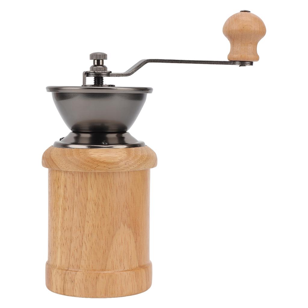 Coffee Grinder Manual Oak Stainless Steel Retro Ergonomic Crank Handle Conical Grinding   Portable Coffee Bean Grinder