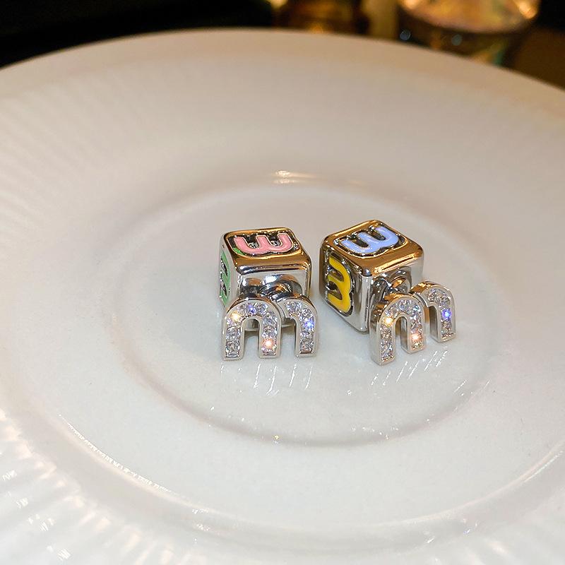 

ALTERA Luxury Crystal Letter M Charm Stud Earrings for Women New Arrival Design High Quality Gold Plated Original Zircon Gifts