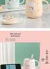 Cartoon Cat Ceramic Mug with Lid and Spoon - Trendy Office Coffee Cup