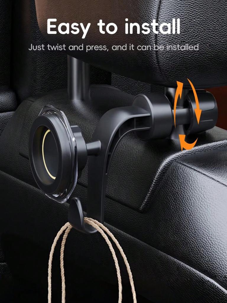 Car Backseat Magnetic Phone Mount – 360° Rotatable Holder with Hook, Ideal for Navigation & Video Viewing