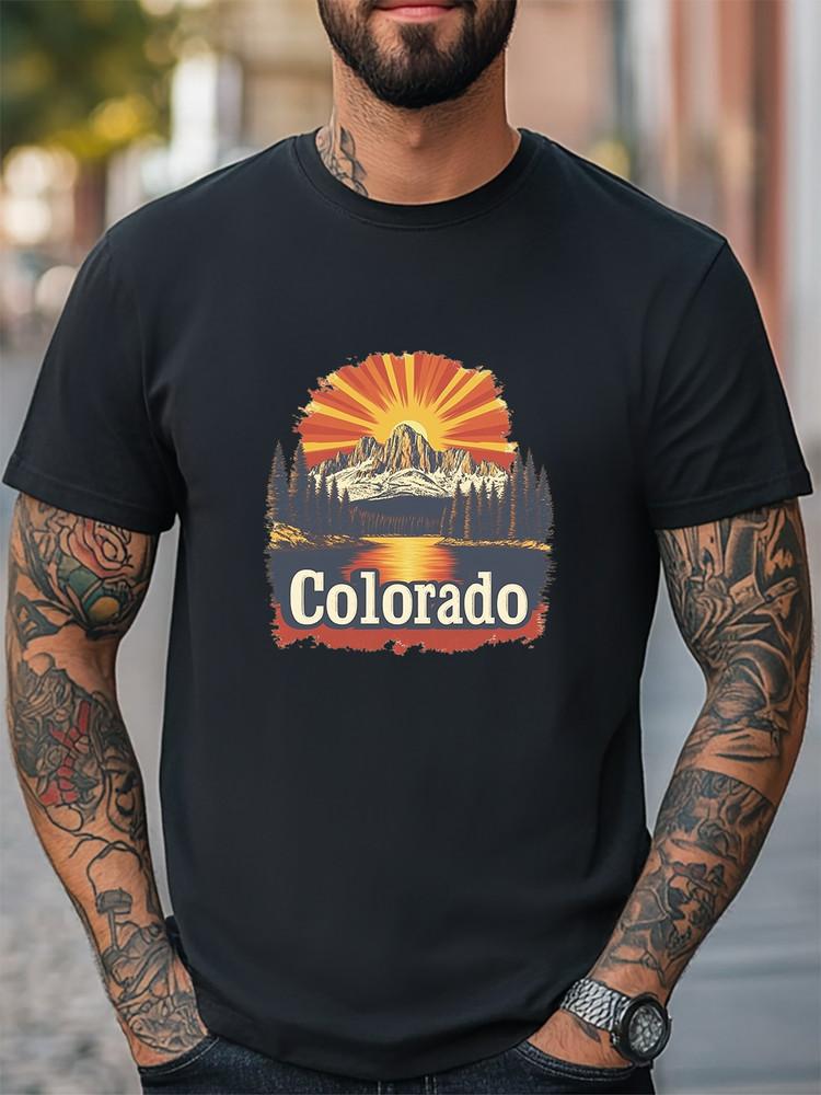 Colorado Mountains Nature Art Graphic Women Men T-Shirt Trendy Casual T-shirt Unisex T-Shirt