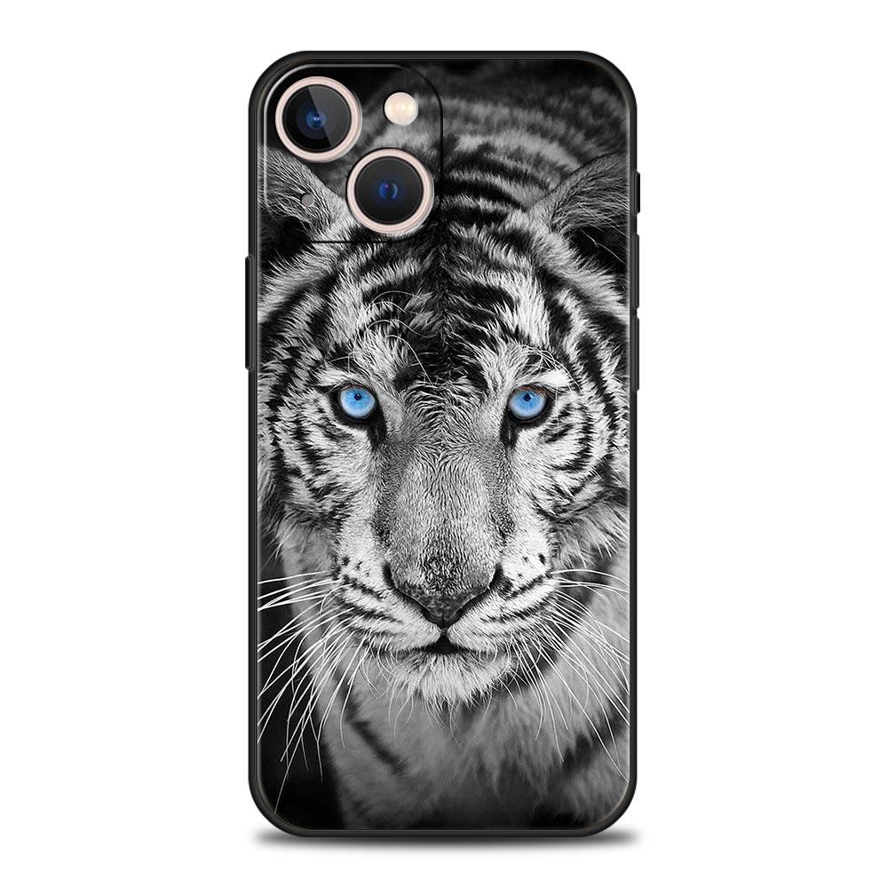 Tiger Leopard Fashion Phone Case For iPhone 17 16 15 Pro Max 11 12 13 14 7 8 Plus SE 2020 X XR XS Cover Soft Black