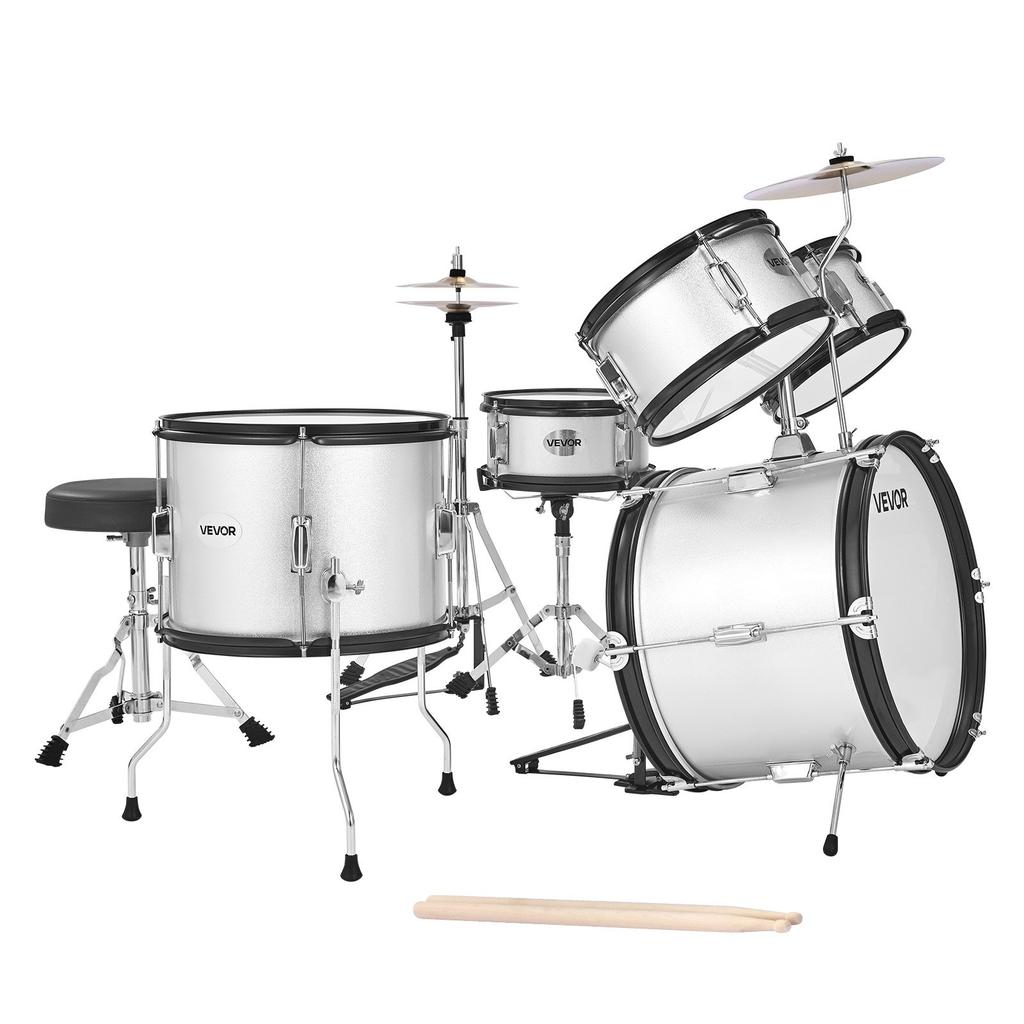 VEVOR Kids Drum Set, 5-Piece 16 in / 406.4 mm Junior Drum Sets, Beginner Drums Set with Adjustable Throne and Two Pairs of Drumsticks