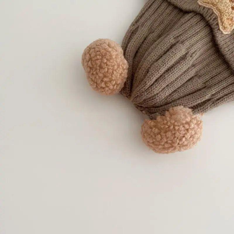 Baby Teddy Bear Hat, Winter Thick Warm Woolen Hat, Cute Knitted Baby Ear Protection Hat, Baby and Toddler Autumn and Winter