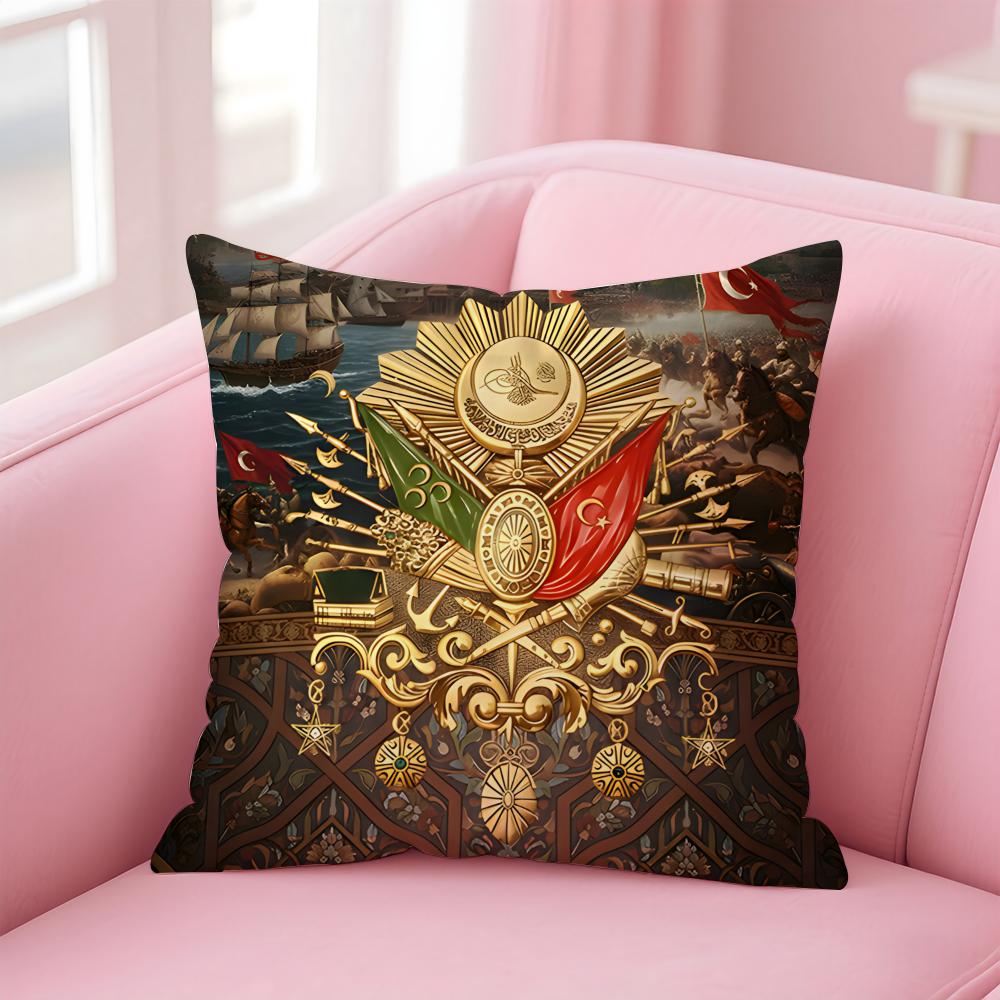 Historisches Wappen des Osmanischen Reiches Kissenbezug Kissenhülle Kurzer Plüsch Verdeckter Reißverschluss Raum Sofa Kissenbezug