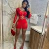 Sexy Lingerie Fishnet Dress Hollow Out Mesh Hot Bodycon Dress Women Transparent Lace Sexy Babydolls Sleepwear Night Dress
