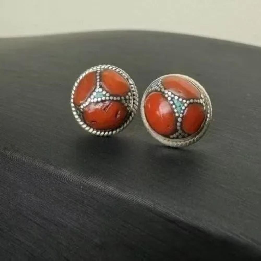 Retro Tibetan Earrings Ethnic Style Versatile Nepalese Niche Earrings Jewelry Stud Earrings Women