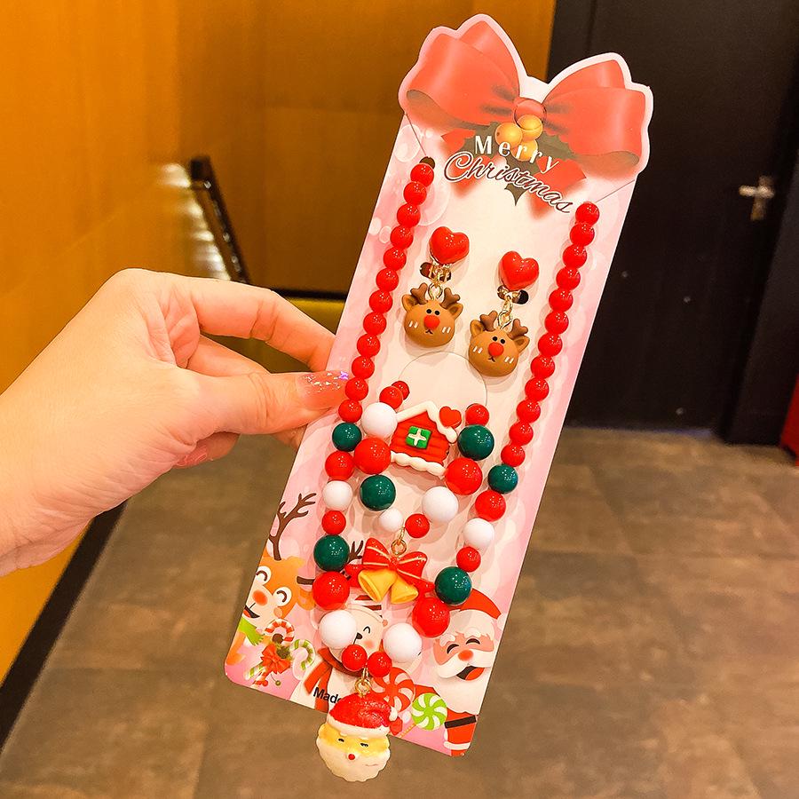 Children's Holiday Jewelry Set: Reindeer Bracelet, Ear Clip, & Ring - Perfect Christmas Gift