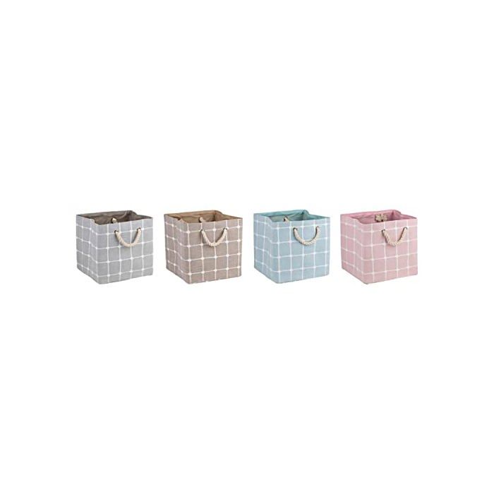 Boîte décorative - DKD Home Decor - Bleu, beige et gris - Polyester - 35x40x32 cm - 4.84 kg - Originalité