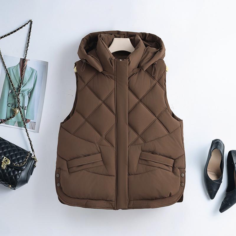 Winter new hooded with thickened loose coat women's short cotton vest jacket