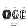 Cool Hip Hop C-Shaped Ring Set: 3-Piece Adjustable Wide Band Chain & Joint Rings
