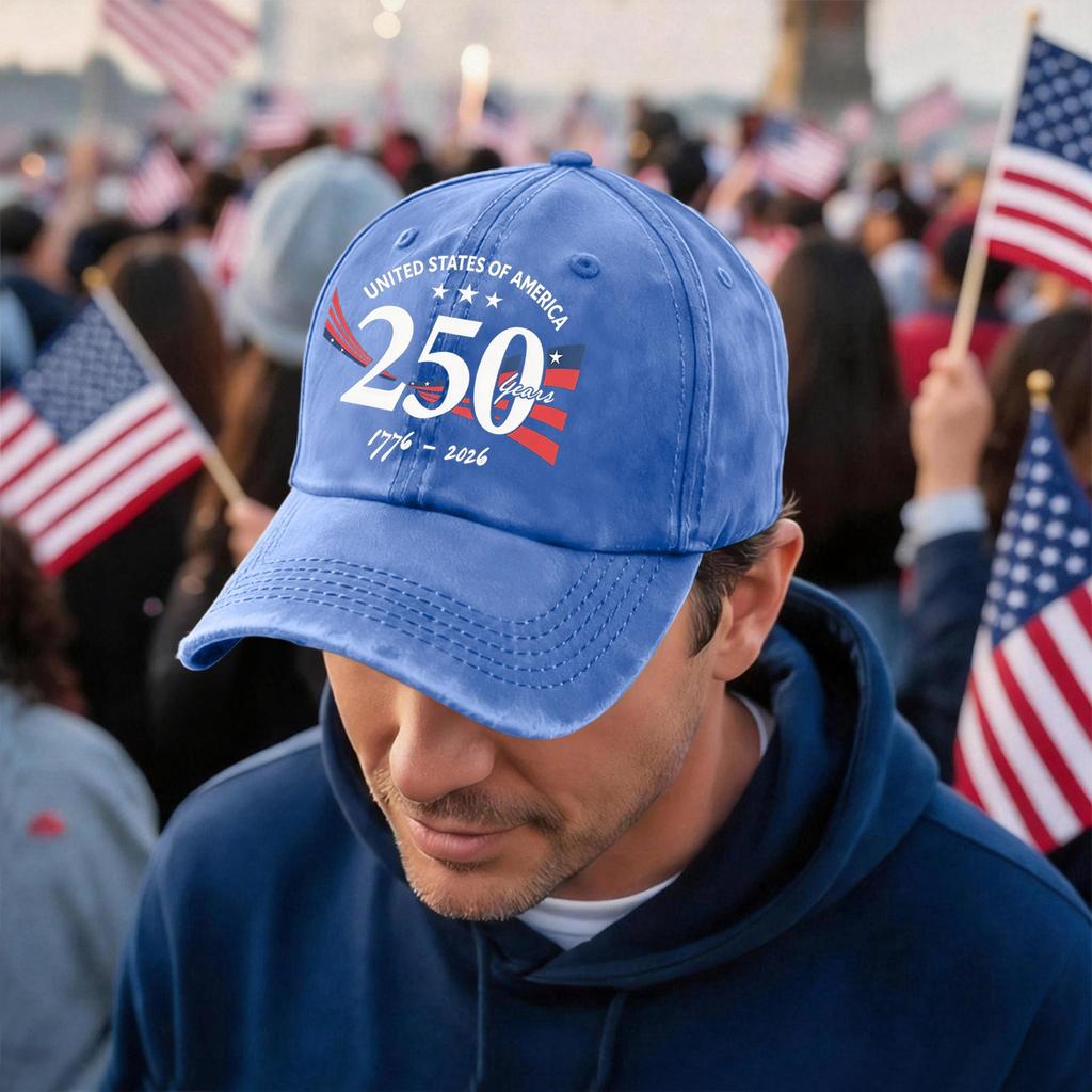 Men's and Women's Matching American 250th Anniversary Anniversary Embroidered Vintage Washed Baseball Cap