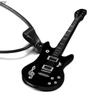 Fashion 316L Stainless Steel Guitar Pendant Necklace for Women Men Simple Black Leather Chain Necklaces Unisex Jewelry