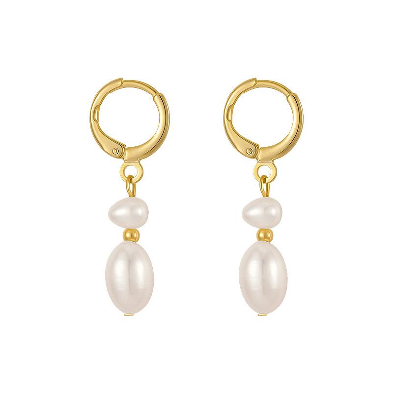 Baroque Freshwater Special-Shaped Pearl Ear Buckle Women'S French Rice Freshwater Pearl Earrings Ear Jewelry