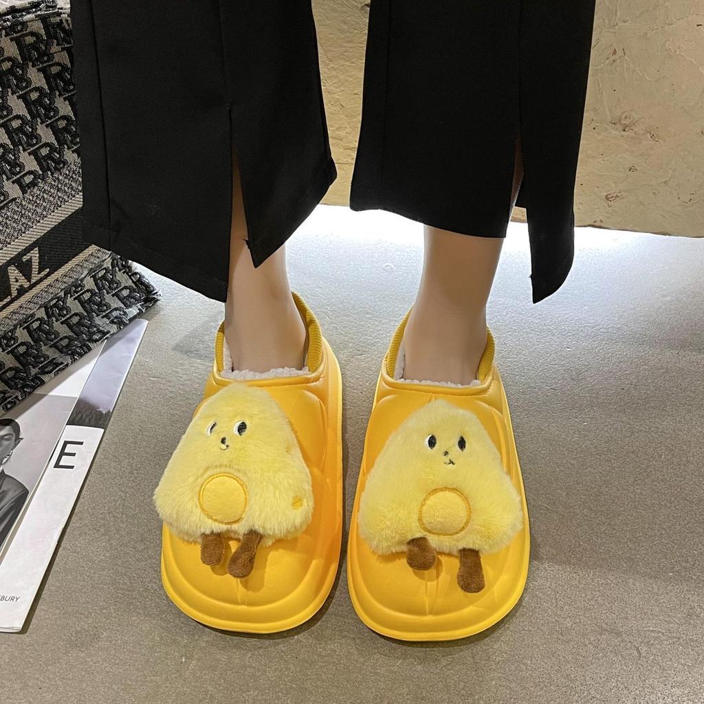 Fashion comfortable bag heel cotton slippers women's winter 2025 new velvet girl heart cute cartoon cotton shoes children