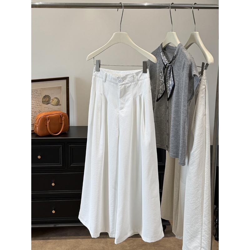 

Кюлоты Slack Yamamoto женские летние тонкие новые с высокой посадкой свободные драпирующиеся тонкие брюки-кюлоты длиной девять точек с широкими штанинами XL белый