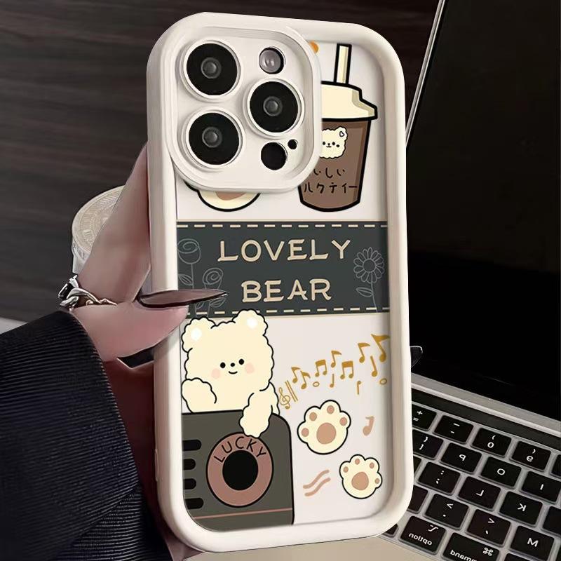 The bear is suitable for iPhone16Pro Apple 15 mobile phone case 14prox cute pet 13 anti-drop 17Air anti-fingerprint.