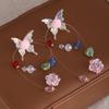 Dopamine Color Butterfly Flower Beaded Fringed Stud Earrings Summer Seaside Vacation Wind Earrings Sweet Earrings