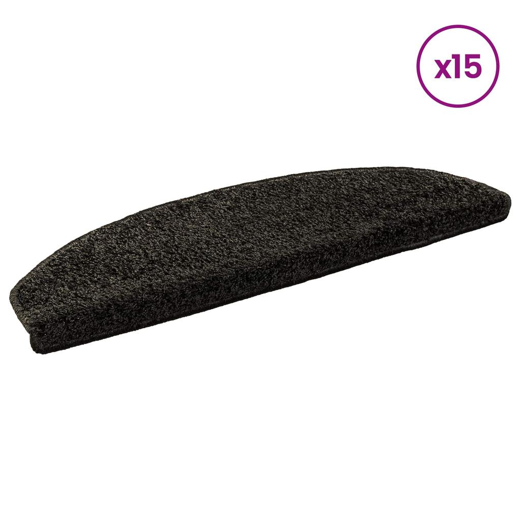 Self Adhesive Stair Tread Covers Semi Circular 15 pcs Anthracite
