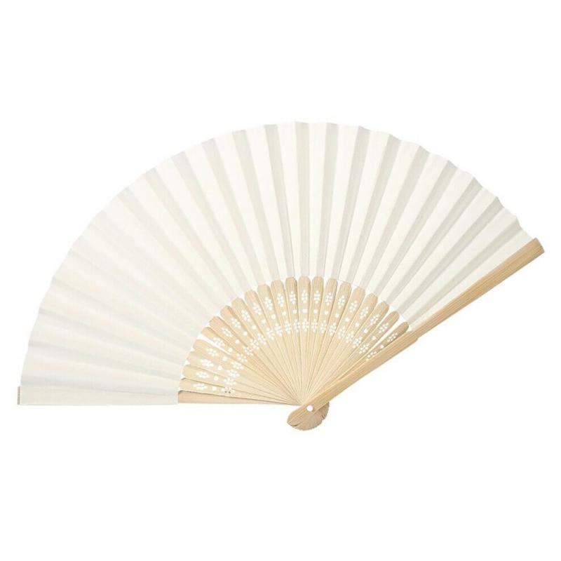 Chinese Opvouwbare Waaier Met Bamboe Baleinen, Doe-het-zelf Blanco Papieren Waaier, Decoratie Voor Bruiloft